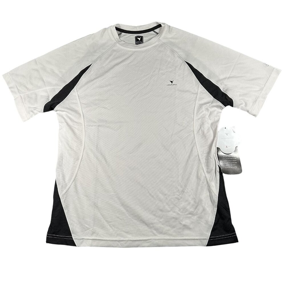 Insport Shirt Mens XL White Black Xodus Competitor Tee DrySport Moisture Wicking